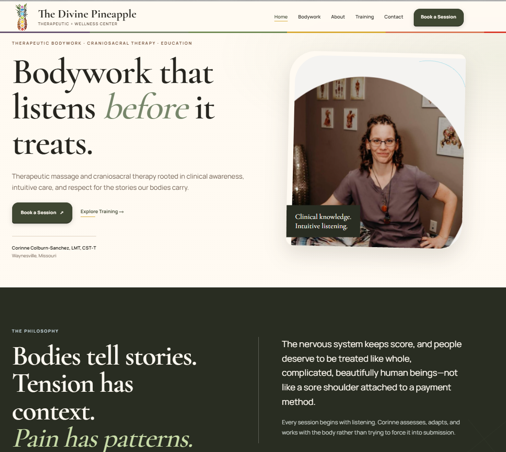 The Divine Pineapple deployed desktop website