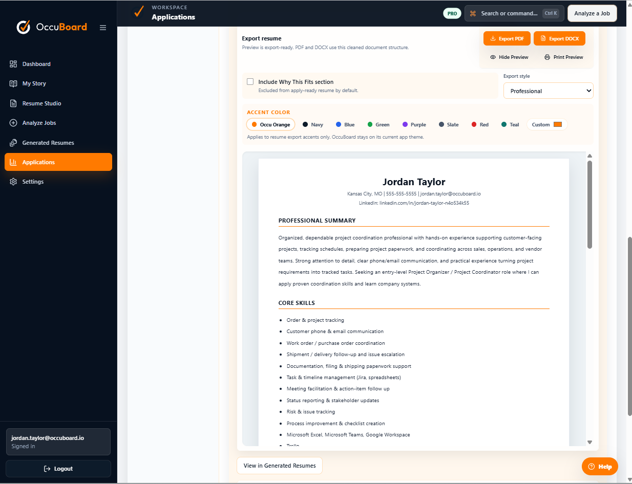 OccuBoard Resume